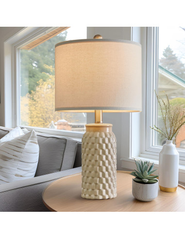 Lámpara de Mesa Cerámica Beige USumkky 52 cm Set de 2
