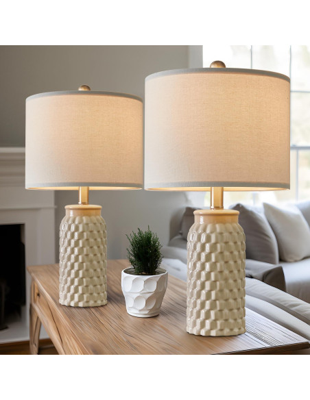 Lámpara de Mesa Cerámica Beige USumkky 52 cm Set de 2