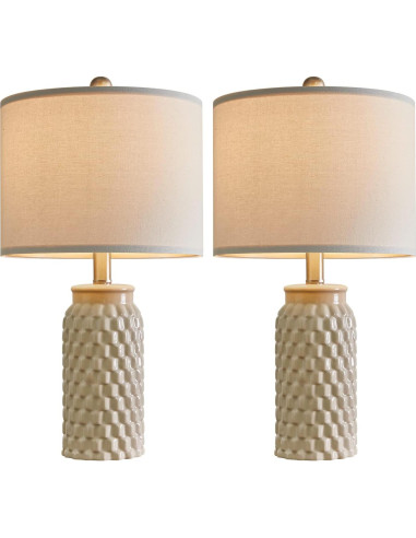 Lámpara de Mesa Cerámica Beige USumkky 52 cm Set de 2
