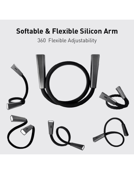 Luz de lectura recargable LED para el cuello RADIXIUM, 4 niveles de brillo