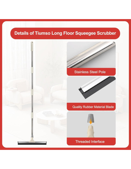 Escoba de Goma Tiumso 43 cm con Mango de Acero 152 cm