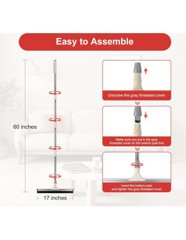 Escoba de Goma Tiumso 43 cm con Mango de Acero 152 cm