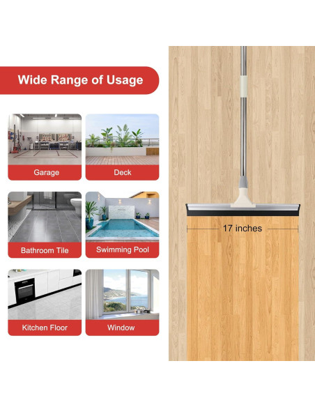 Escoba de Goma Tiumso 43 cm con Mango de Acero 152 cm