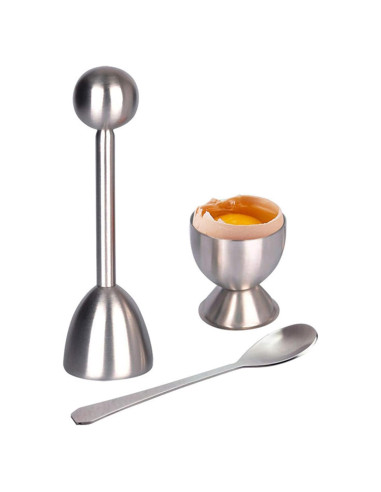 Juego de Cortador de Huevos Hocai 3 Piezas Acero Inoxidable