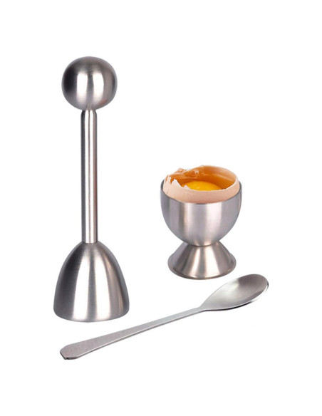 Juego de Cortador de Huevos Hocai 3 Piezas Acero Inoxidable