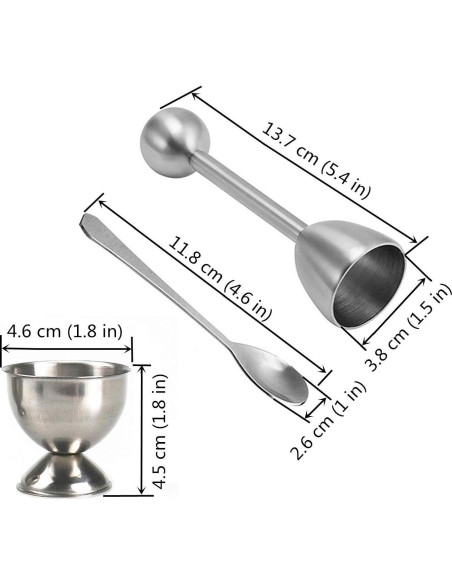 Juego de Cortador de Huevos Hocai 3 Piezas Acero Inoxidable