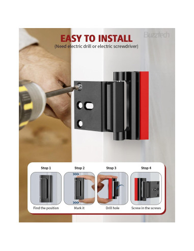 Cerradura de Seguridad Buzztech para Puertas Interiores Negras