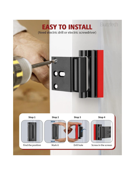 Cerradura de Seguridad Buzztech para Puertas Interiores Negras