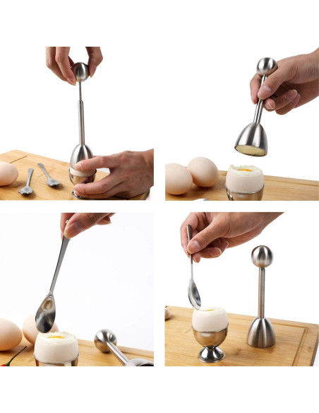 Juego de Cortador de Huevos Hocai 3 Piezas Acero Inoxidable