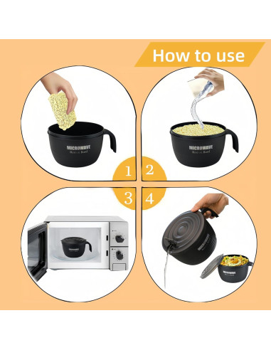 Tazón de Ramen Grande Layron 1.27 L Microondas Negro