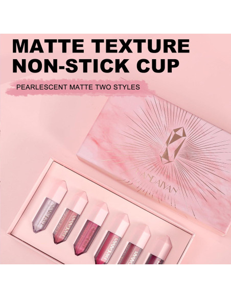 Set de 6 Brillos de Labios BANGFENG - Mate y Perlescente