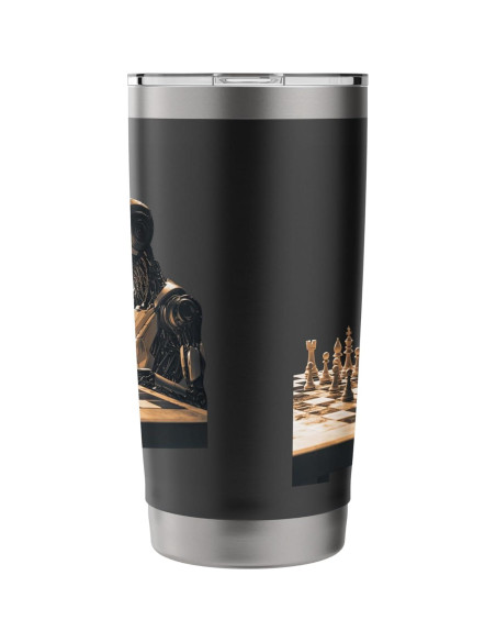 Taza Aislada de Acero Inoxidable 20 oz Robot Ajedrez Futurista
