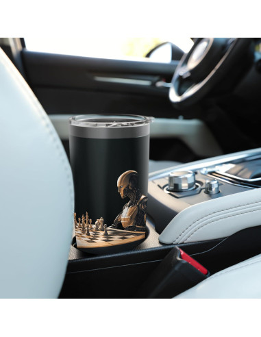 Taza Aislada de Acero Inoxidable 20 oz Robot Ajedrez Futurista