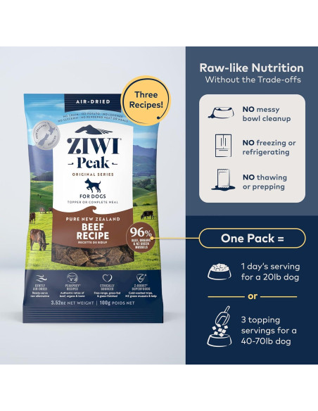 Comida Deshidratada para Perros ZIWI Peak - Carne de Res 99g