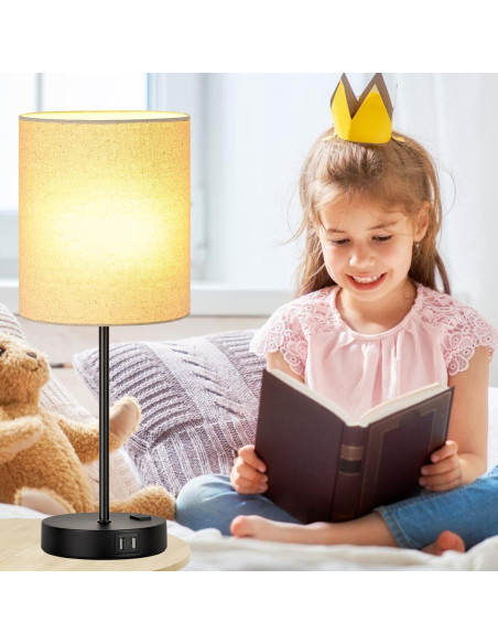 Juego de 2 Lámparas de Mesa Táctiles Beige con USB y AC