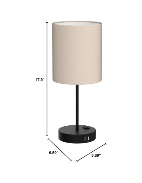 Juego de 2 Lámparas de Mesa Táctiles Beige con USB y AC