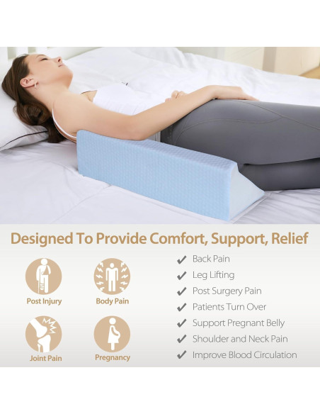 Cojín en cuña Touchutopia de espuma viscoelástica azul 50.8 cm