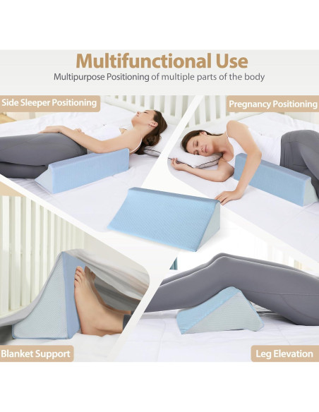 Cojín en cuña Touchutopia de espuma viscoelástica azul 50.8 cm