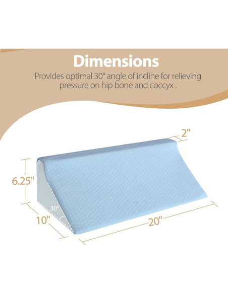 Cojín en cuña Touchutopia de espuma viscoelástica azul 50.8 cm