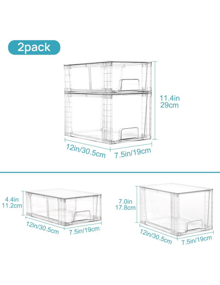 Cajones de Almacenamiento Apilables Vtopmart 4 Piezas Acrílico