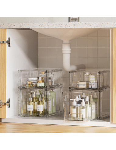 Cajones de Almacenamiento Apilables Vtopmart 4 Piezas Acrílico