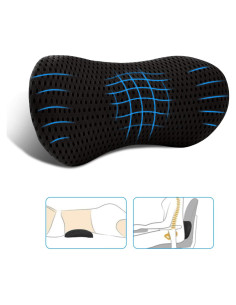 Cojín Lumbar FOUSUPDT Espuma Viscoelástica Negro 49.5x25.1cm