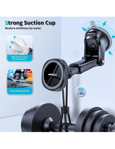 Soporte Magnético para Coche Wiiki-Tech MagSafe Negro - 17 Imanes