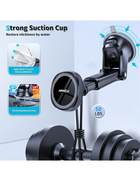 Soporte Magnético para Coche Wiiki-Tech MagSafe Negro - 17 Imanes