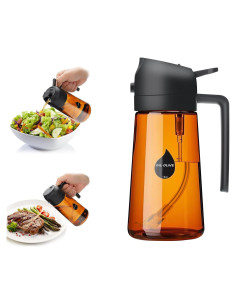 Rociador de Aceite 2 en 1 Sezbaifles 470ml Vidrio Marrón Oscuro