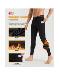Pantalones Térmicos de Compresión Roxdme para Hombre - Forro Polar 2
