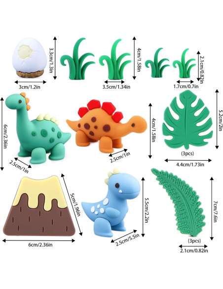 Adornos de Pastel de Dinosaurio BlingABC - 15 Piezas
