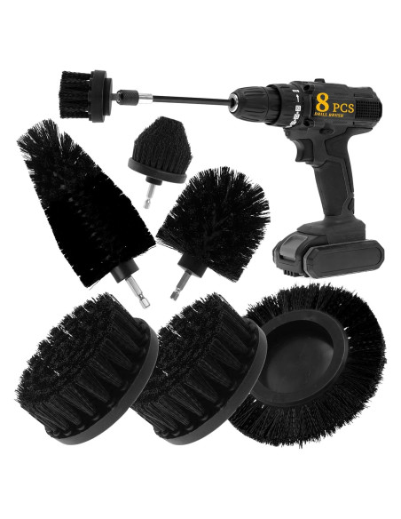 Juego de 8 Accesorios de Cepillo de Limpieza ETOUPA Negro