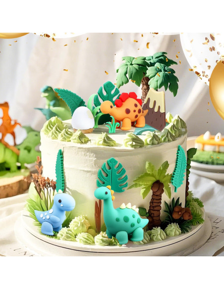 Adornos de Pastel de Dinosaurio BlingABC - 15 Piezas