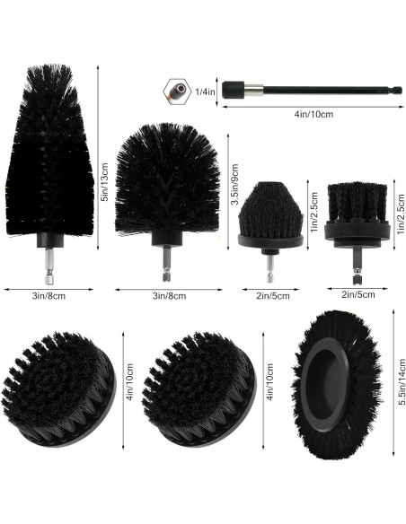 Juego de 8 Accesorios de Cepillo de Limpieza ETOUPA Negro