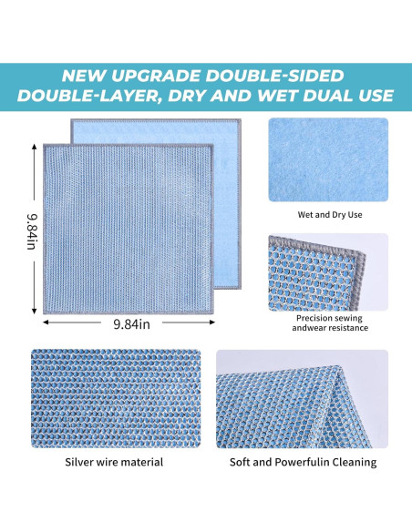 10 Paños de Acero Inoxidable Wangjinpeng 25x25 cm Reutilizables