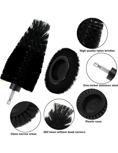 Juego de 8 Accesorios de Cepillo de Limpieza ETOUPA Negro