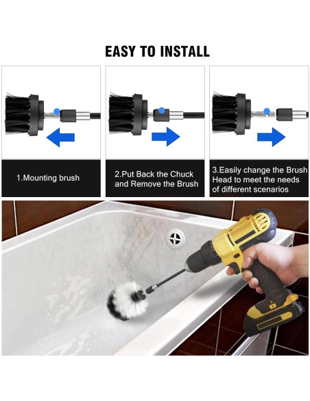 Juego de 8 Accesorios de Cepillo de Limpieza ETOUPA Negro