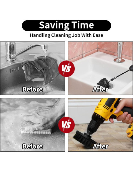 Juego de 8 Accesorios de Cepillo de Limpieza ETOUPA Negro