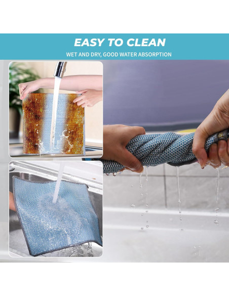 10 Paños de Acero Inoxidable Wangjinpeng 25x25 cm Reutilizables