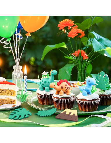 Adornos de Pastel de Dinosaurio BlingABC - 15 Piezas