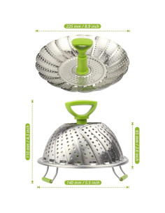 Cesta de Vapor Plegable Sihuuu 22.86 cm Acero Inoxidable 2