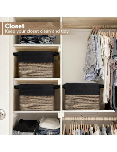 Cesta de Almacenamiento Goodpick Tejida 33x25x22cm Negra