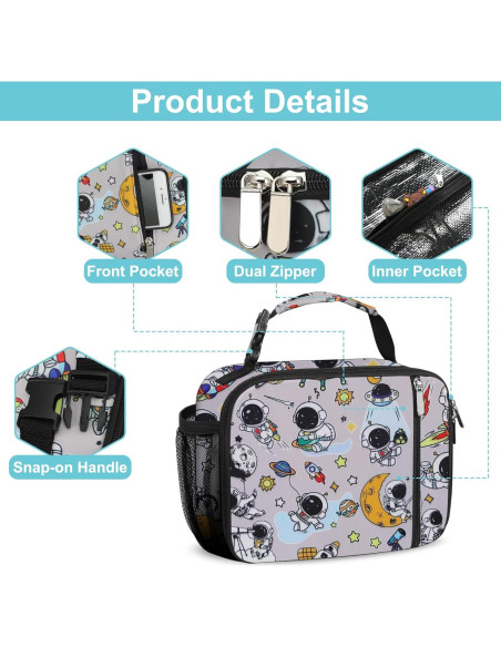 Caja de Almuerzo Aislada esouler Astronauta 25.4x10.2x20.3 cm