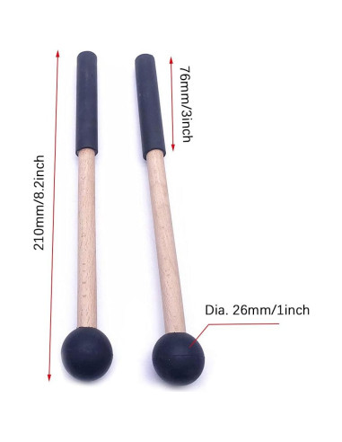 Palos de Percusión Jiayouy 21.59 cm Cabeza de Goma Negro