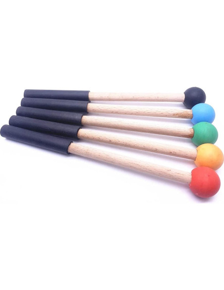 Palos de Percusión Jiayouy 21.59 cm Cabeza de Goma Negro