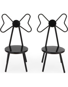 Juego de Sillas Miniatura Cutemini 1:12 Metal Negro (2 Piezas) 2