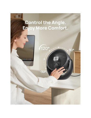 Ventilador de Mesa Dreo DR-HAF007 Negro, 30.48cm, 3 Velocidades, Silencioso 28dB