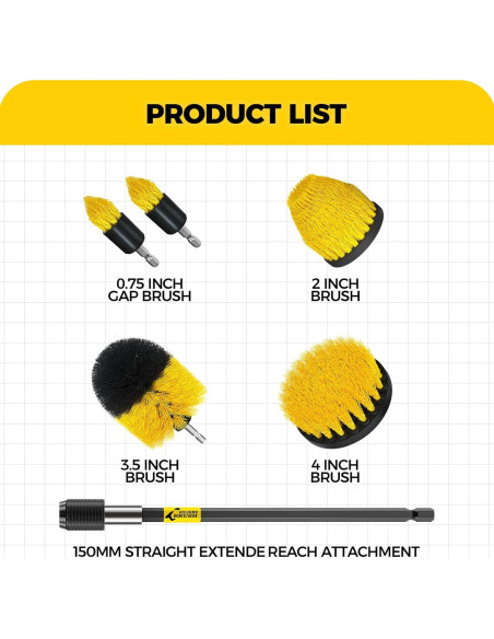Holikme 6 Cepillos de Taladro para Limpieza de Superficies