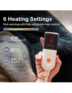 Manta Calentada Eléctrica Texciting 152x127 cm 6 Niveles Calor 2