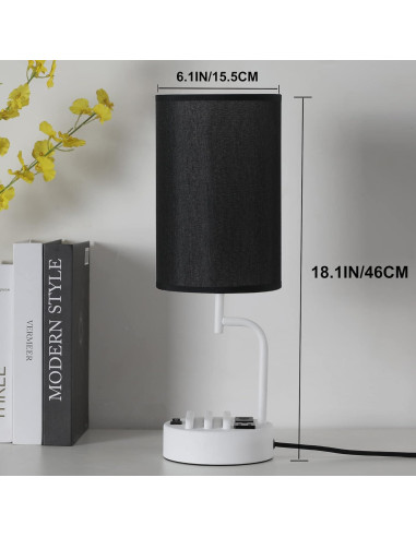 Lámpara de Mesa Dreamholder con 3 Puertos USB y Toma de Corriente